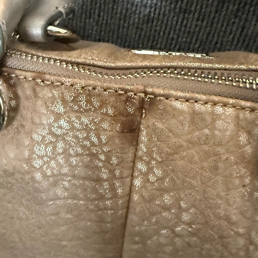 Coach Tan Metallic  Madison Satchel with Double Handles and Detachable Strap - Picture 6 of 15